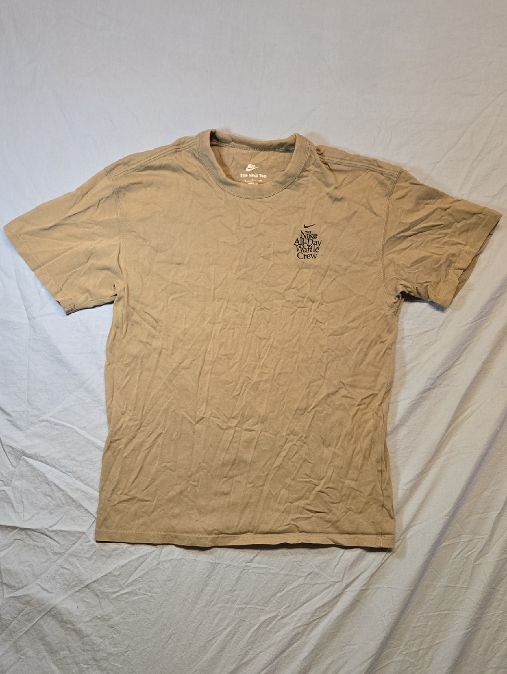 Nike Tan Pale Green All Day Waffle Crew Fruit Logo Short Sleeve Crew T Shirt